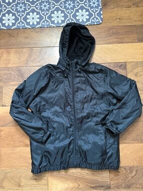 totes Black Hooded Windbreaker Jacket